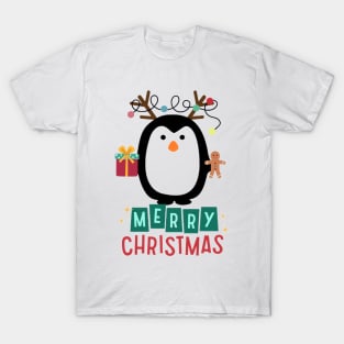 Penguin Christmas decoration. Christmas lights. T-Shirt